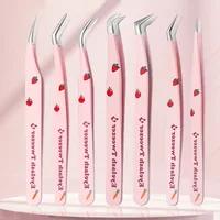 6 Types False Eyelash Tweezers Stainless Steel Anti-static Pincet Curved Strip 3D Lashes Extension Tweezer Makeup Tools 1