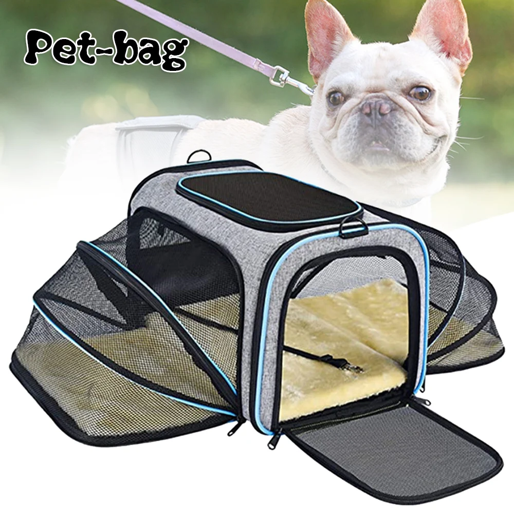 

4 Sides Expandable Pet Carrier Bag Portable Breathable Dog Cat Crossbody Bag Pet Dog Travel Backpack Handle Bags For Outdoor Use