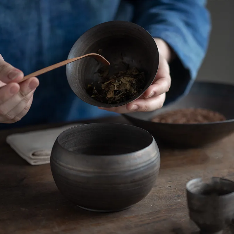 Vintage Coarse Pottery Water Tea Washing Japanese Ceramic Water Bowl Tea Residue Tank Teaware Cleaning Container Tea Wash Bowl