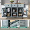 Kitchen Island on Wheels with Drop Leaf, Wood Kitchen Island Cart with Internal Storage Racks, Rolling Kitchen Island 3