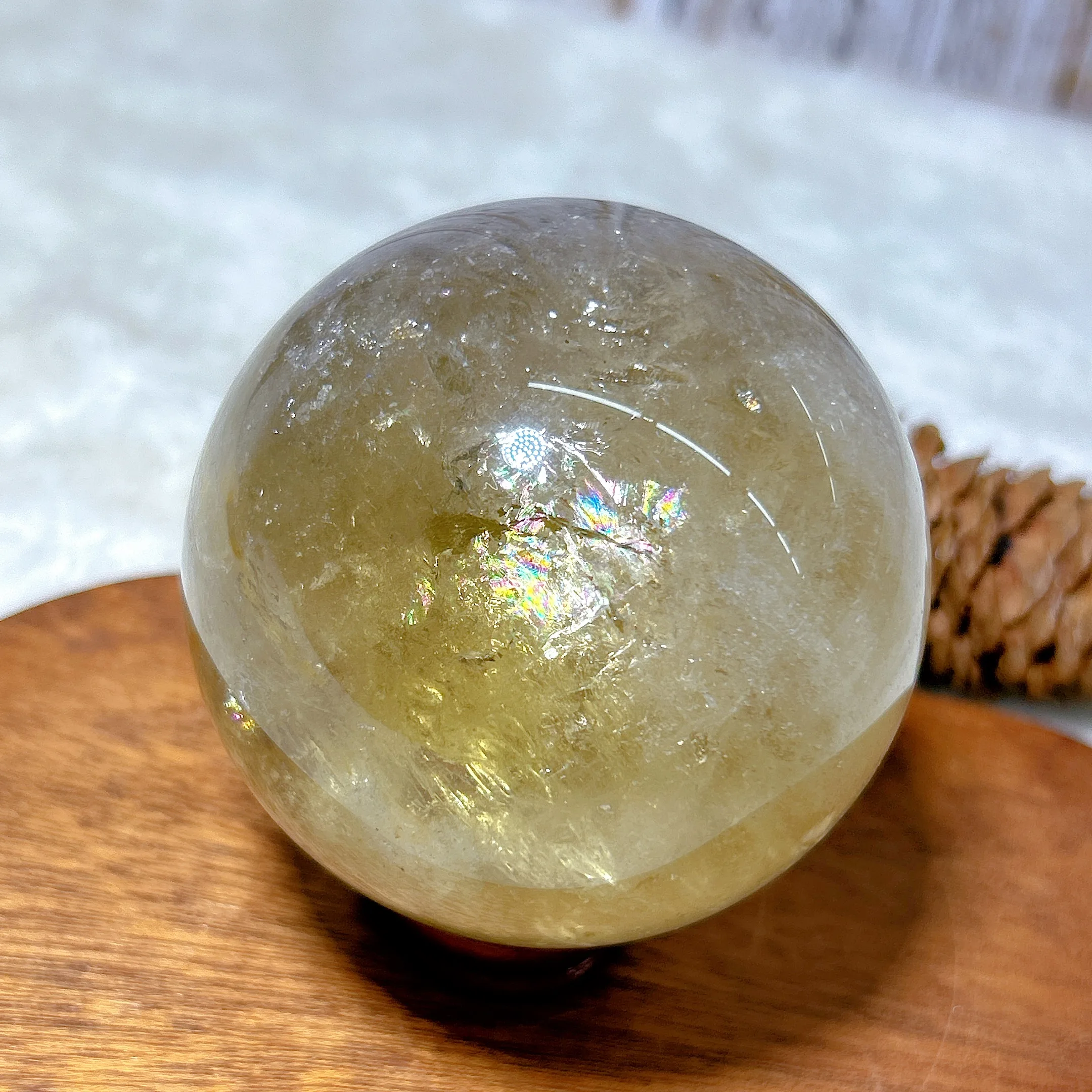 High Quality Natural Crystal Smokey Citrine Rainbow Sphere Ball Mineral Energy Healing Home Decorations Polished Gift 3