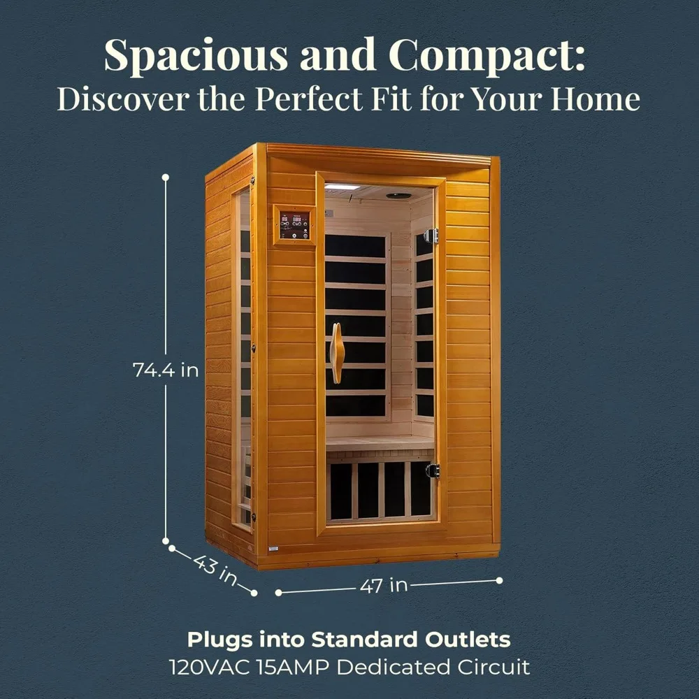 Dynamic Saunas Andora 2-Person Low EMF FAR Infrared Sauna, Canadian Hemlock Wood 3