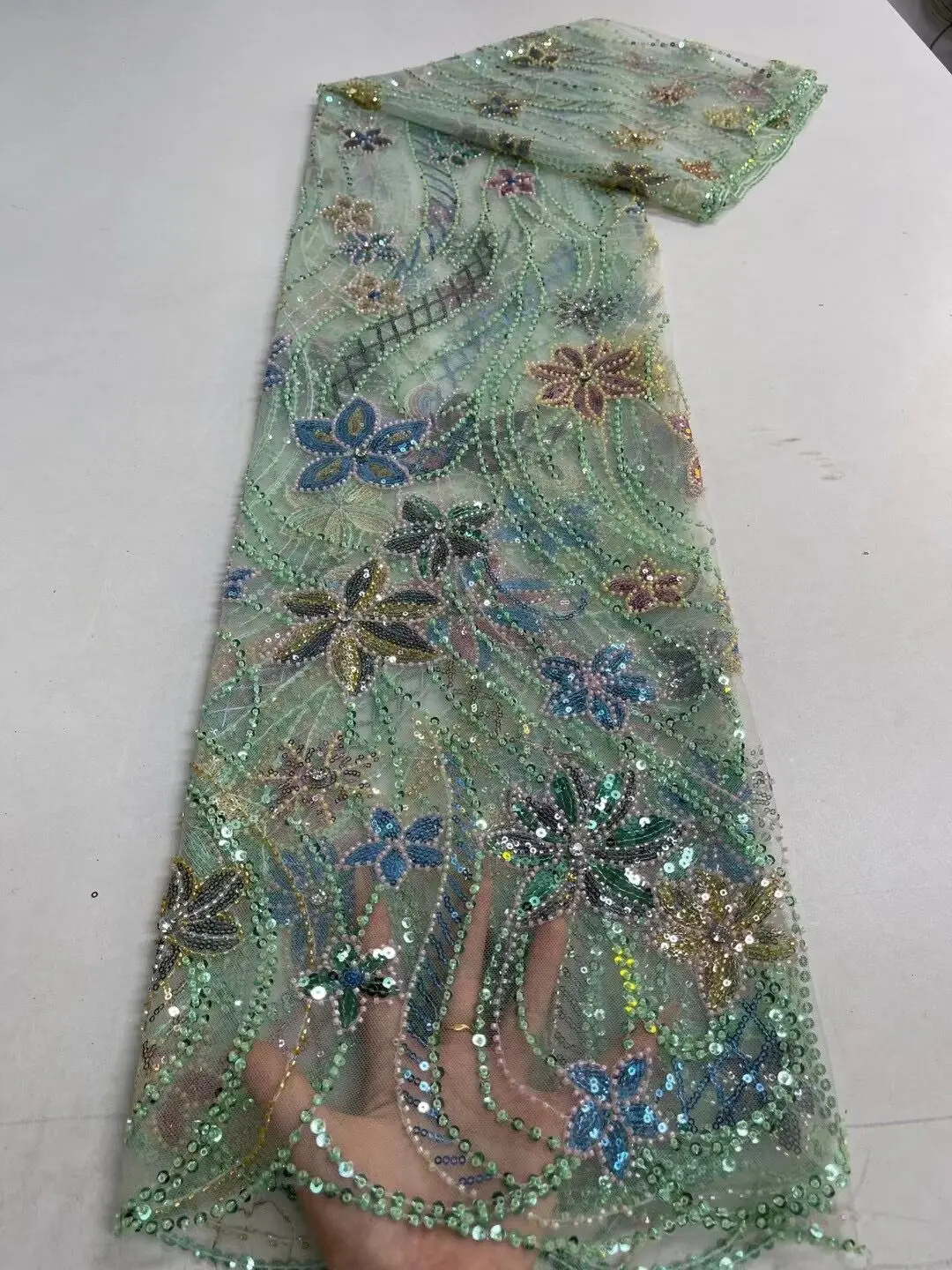 

Кружевная ткань, одежда, дневная нигерийская французская тюль, кружева пайетки, высококачественные африканские бусины, кружевная ткань