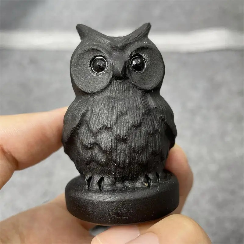 

Фигурка Совы из натурального обсидиана, кварцевый Декор ручной работы с искусственными камнями, украшение для дома, подарок