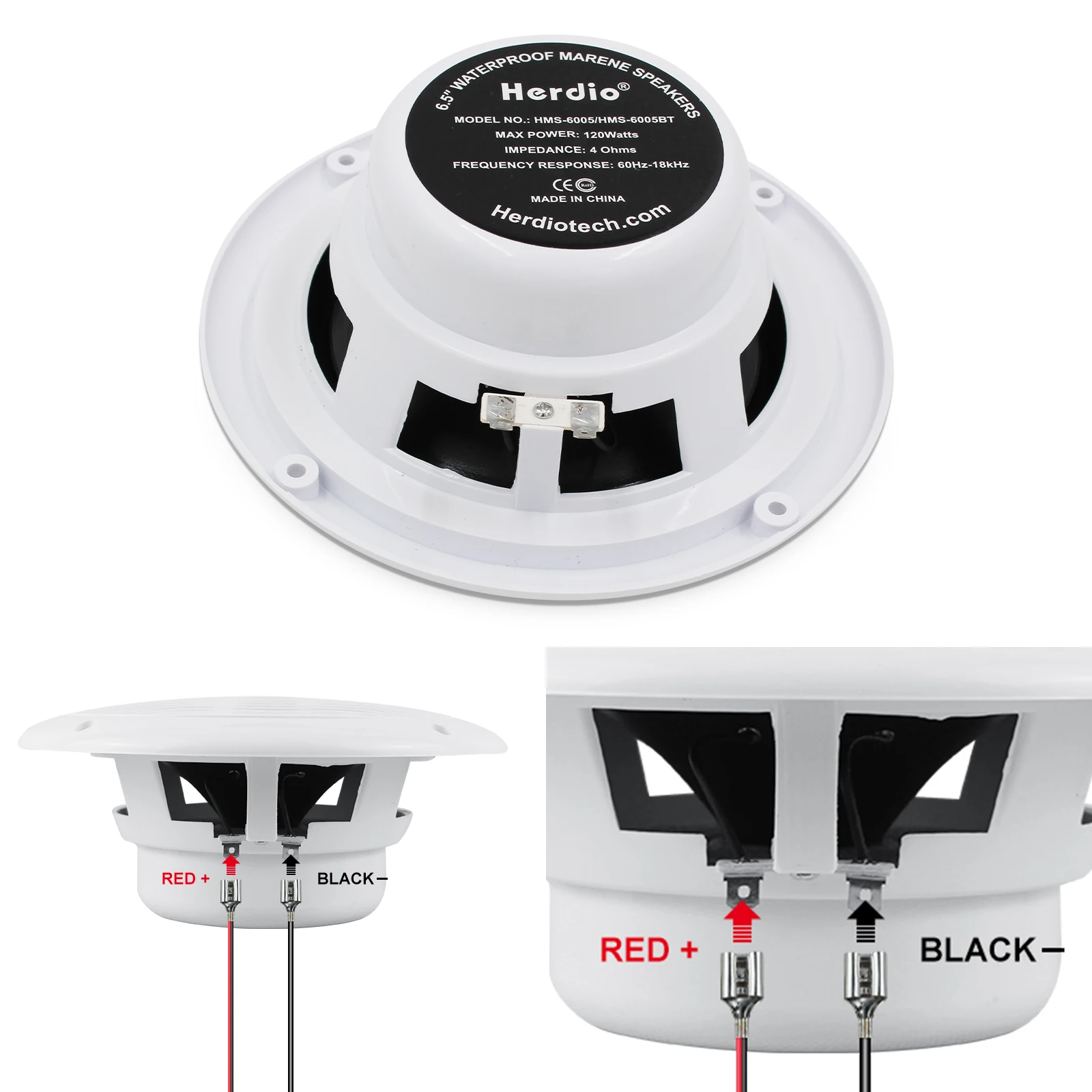 2 Way 6.5 Inch 120W Waterproof Weather Resistant Marine Speakers for ATV UTV marine speakers