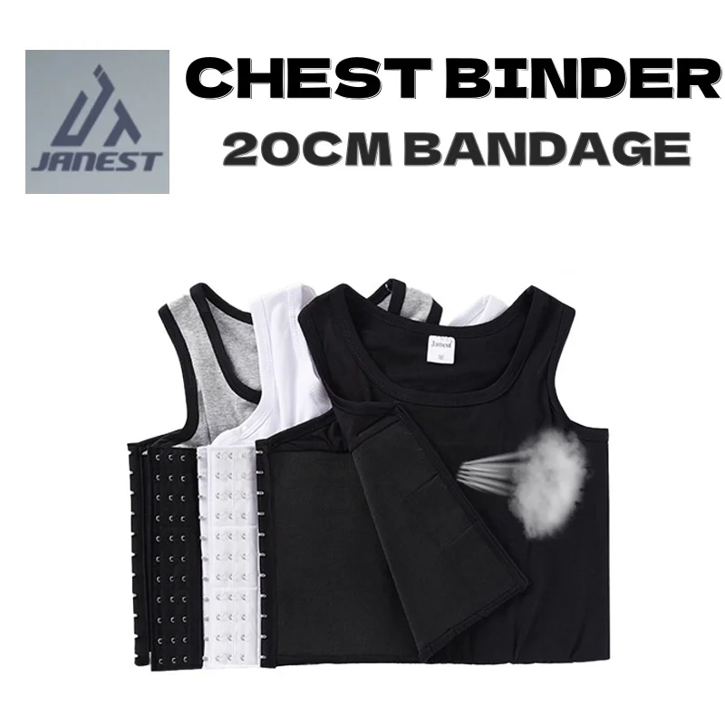 Breast Binder 20cm Full Flat Chest Breathable Adjustable Cotton Tomboy Corset FTM Trans