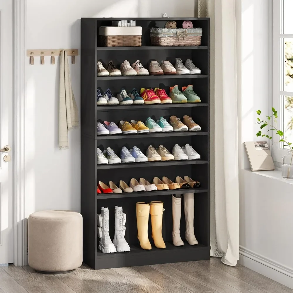 70.8'' 2PCS Shoe Cabinet，9 Tiers 40-45 Pairs Heavy Duty Wood Freestanding Shoe Storage Cabinet，Shoe Cabinet with Open Storage 3