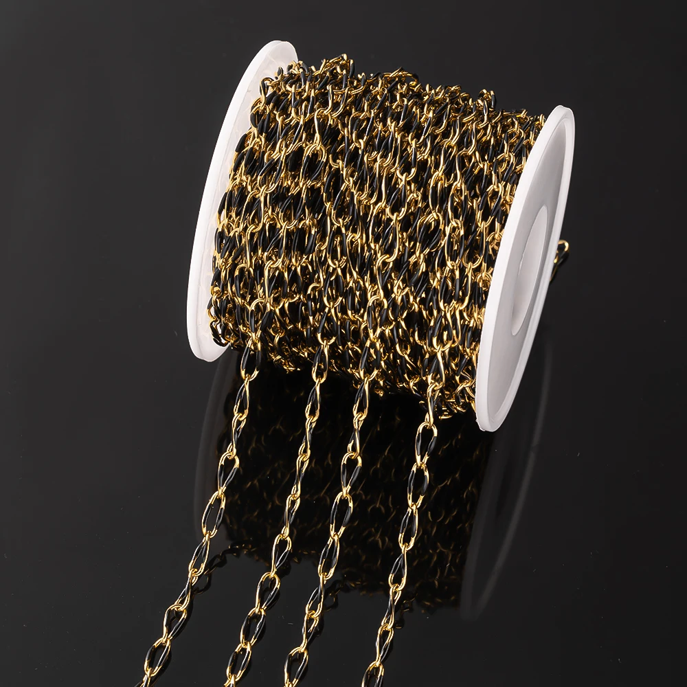 1 Meter vergoldete Edelstahl-Emaille-Ketten für Schmuckherstellung, DIY-Kabelketten für Schmuck, Halskette, Armbänder, Zubehör – Detail 8