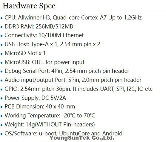 NanoPi Neo v1.4 LTS 512M DDR RAM Allwinner H3 Quad Cortex-A7 1.2GHz OpenWRT Ubuntu Linux Armbian DietPi Kali single board computer