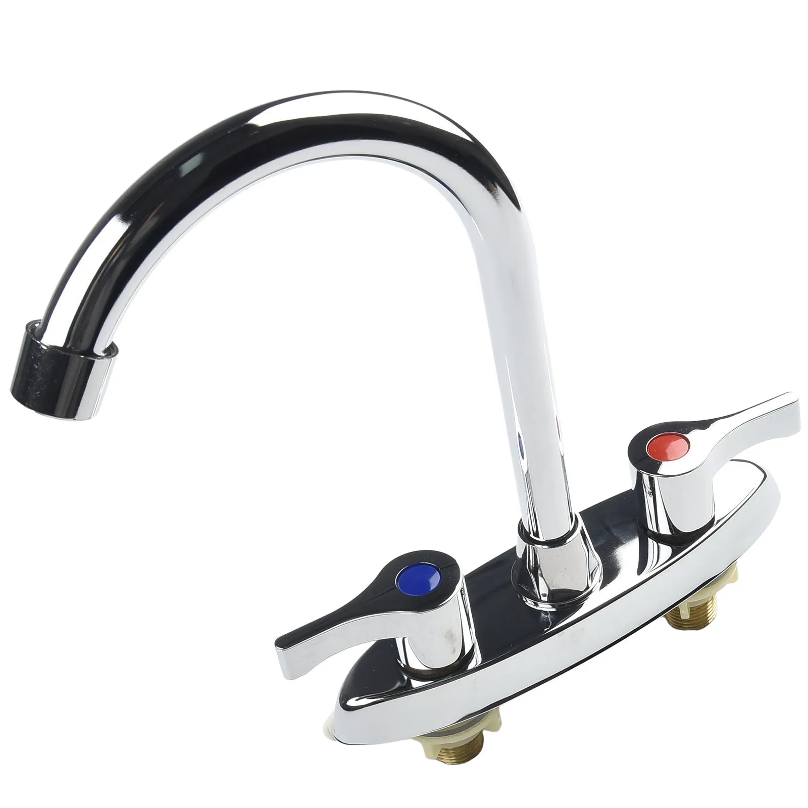 Description Picture 4 of itemBrass Double Handle Basin Faucet Double Hole Double Control Rotary Hot And Cold Mixer Tap Kitchen Bathroom Washbasin Faucet