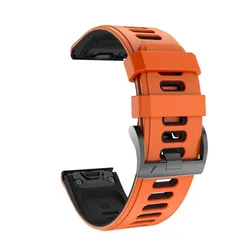 Stainless Steel Quick Release Watchband Strap - 26mm Fenix 6X 6XPro (Orange Black)