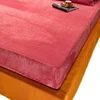 WOSTAR Winter warm velvet elastic fitted sheet mattress cover coral fleece bedspread bed linen double bed protector king size 4