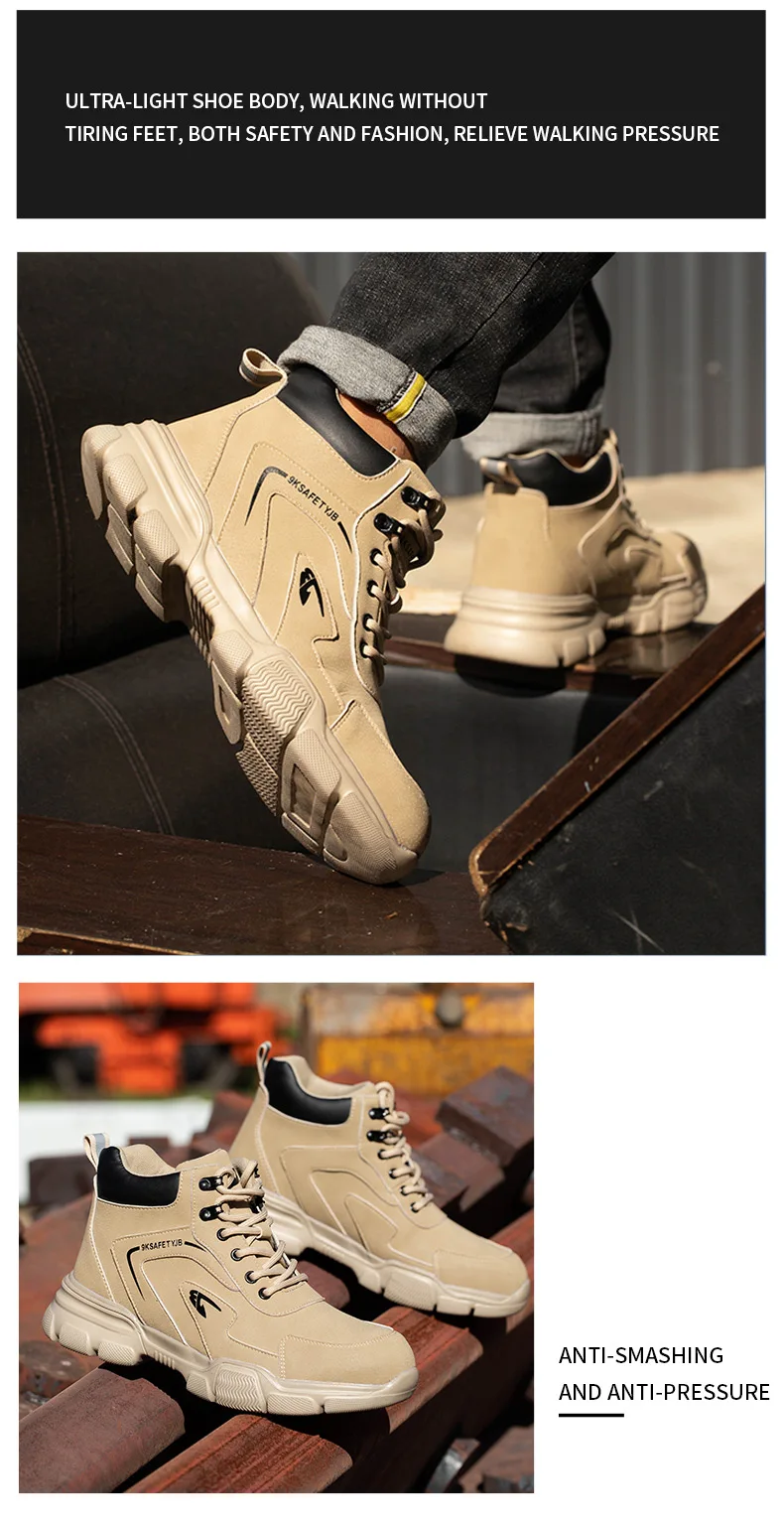 Men Work Safety Shoes Anti-smash Anti-stab Protective Shoes Lightweight Sneakers Steel Toe Shoes Male Work Boot Indestructible