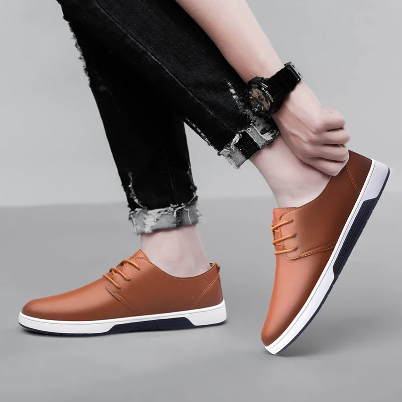 Genuine Leather Mens Designer Business Oxford Shoes Winter Fluffy Flat Shoes Breathable Mens Driving Men's Lace-up Walking Shoes 2