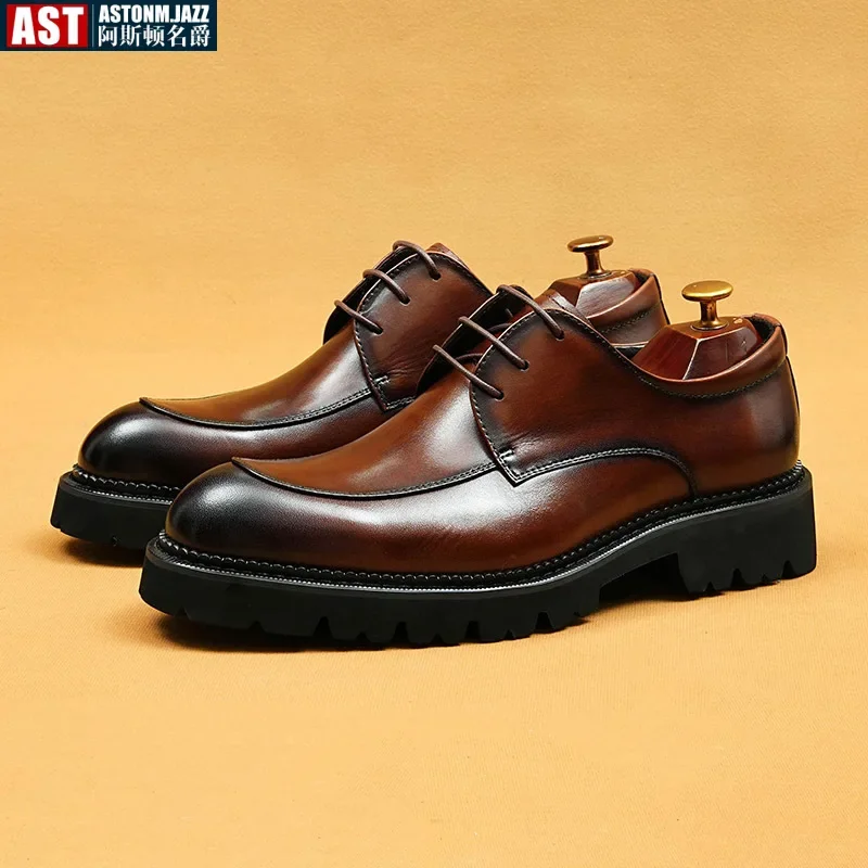 Luxury Mens Oxford Genuine Leather Shoes Black Brown Classic Shoes Brogue Lace Up Dress Wedding Office Business Men Formal