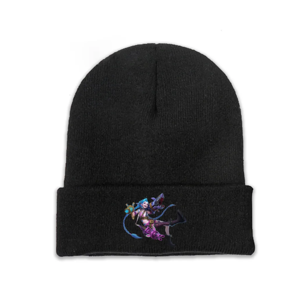

Jinx Struggle Skullies Beanie Arcane League of Legends Knitted Bonnet Adults Warm Caps Cycling Street Brimless Elastic Hats