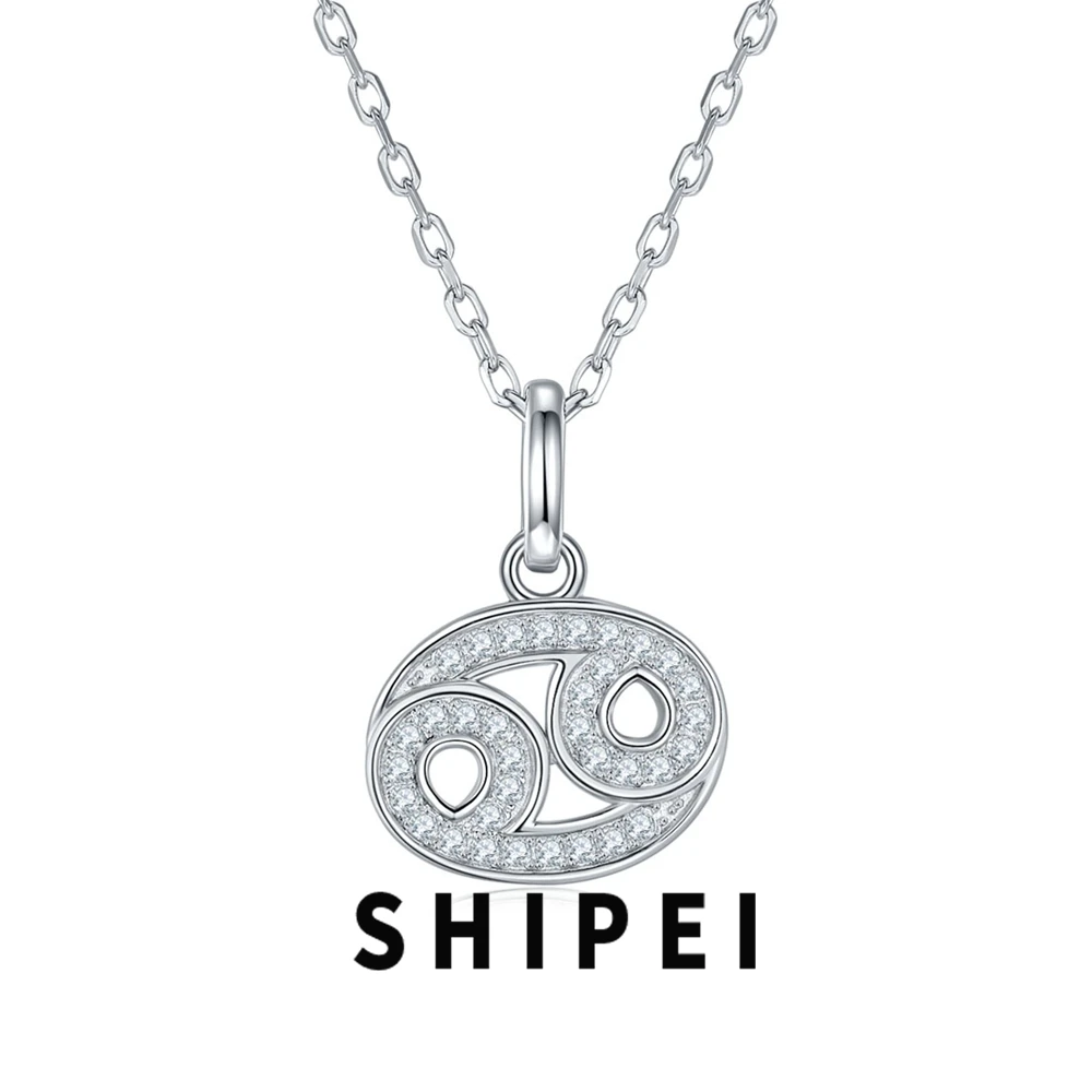 

SHIPEI D Moissanite Diamond Gemstone Zodiac Signs Fine Jewelry 100% 925 Sterling Silver Cancer Pendant Necklace Birthday Gift