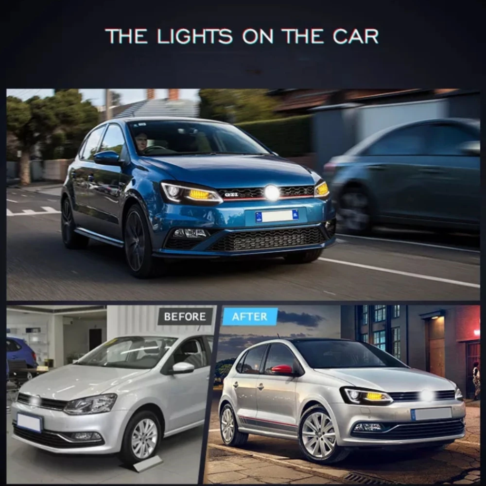 

LED Headlight For Volkswagen VW POLO 2011-2017 Car No Demon Eyes And LED Running light With Demon Eyes LED Headlights Assembly