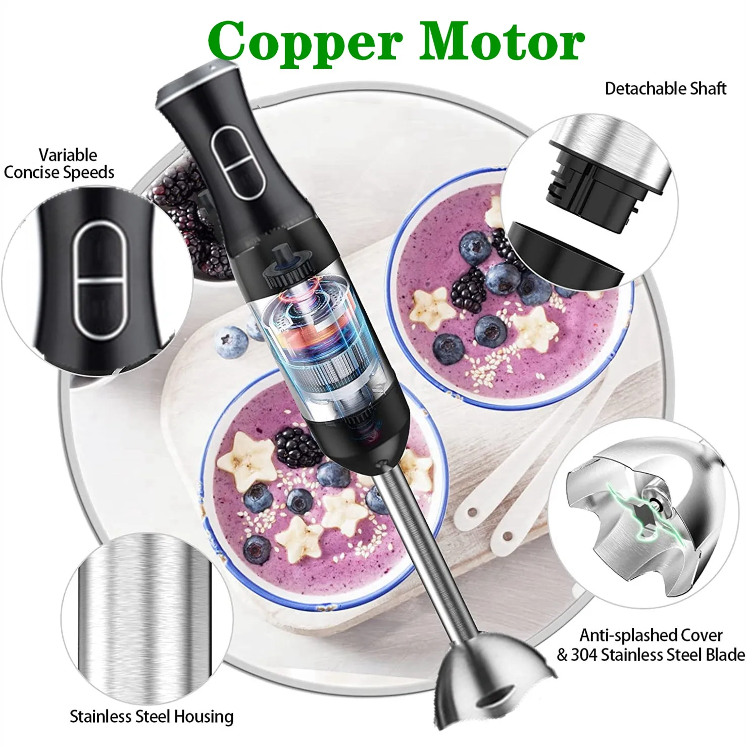 4 in 1 High Power 400W Immersion Hand Stick Blender Mixer Includes Chopper  and Smoothie Cup Stainless Steel Ice Blades - AliExpress