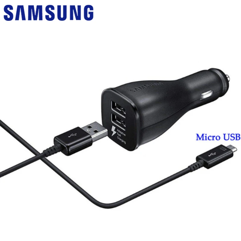 Original Samsung Car Charger Dual Usb Adaptive Fast Adapter 1/1.5m