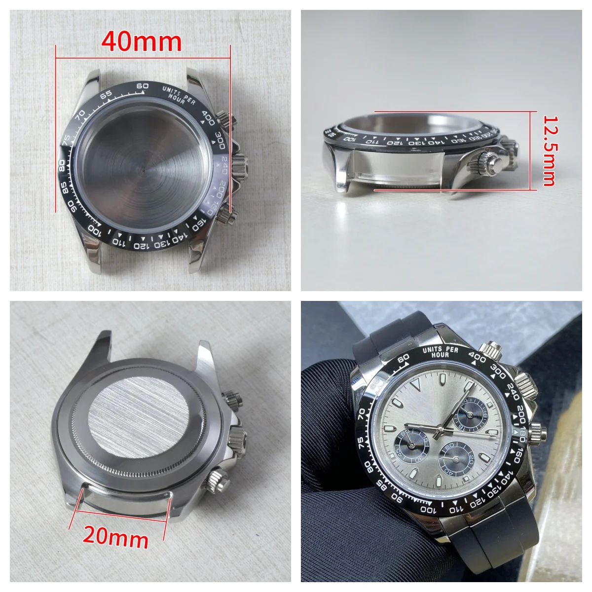 VK63 Watch Case Stainless Steel Watch Accessories Sapphire Crystal Waterproof For Daytona With Bracele For Seiko Movement VK63A