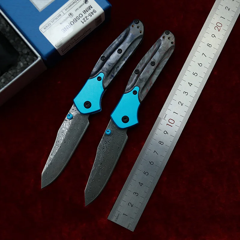

New 945 945-221 Vg10 Damascus Carbon Fiber Aluminium Pocket Survival EDC Tool Camping Hunt Outdoor Folding Utility Knife