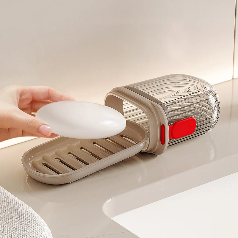 Houseeker Travel Soap Dish With Drain Portable Soap Box Dish Organizer Case Bathroom Outdoor Storage Box