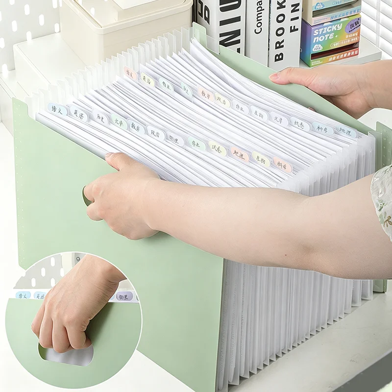 Organizzatore per Documenti a Fisarmonica con Apertura Superiore, 13 Tasche, Tasca per Etichette, Formato A4, Cartella Portadocumenti da Scrivania - immagine 2