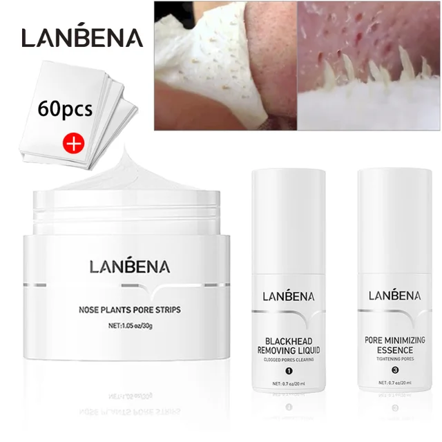 LANBENA 블랙헤드 리무버 코 마스크 – 모공 스트립, 블랙 마스크 필링, 여드름 치료, 페이스 딥 클렌징 스킨 케어, 한국 화장품
