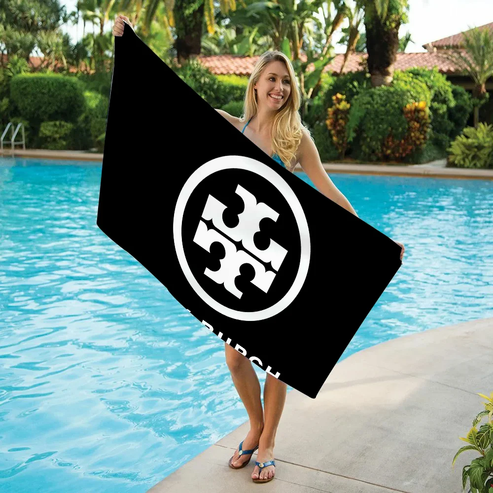 T-Tory Burch Logo Bathing Towels Adults Bathrobe Girl Towel Beach Spa Large Bath Bathroom Quick Drying Size Christmas Robe Anime 2