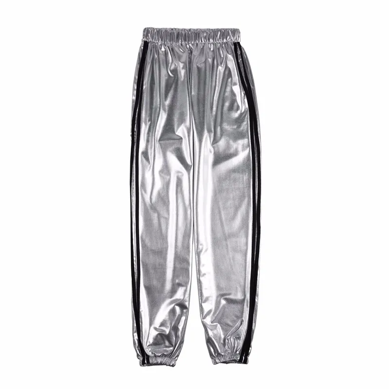 Silver Metallic Jogger Pants Jazz Hip Hop Dance Trousers ( only for trousers)