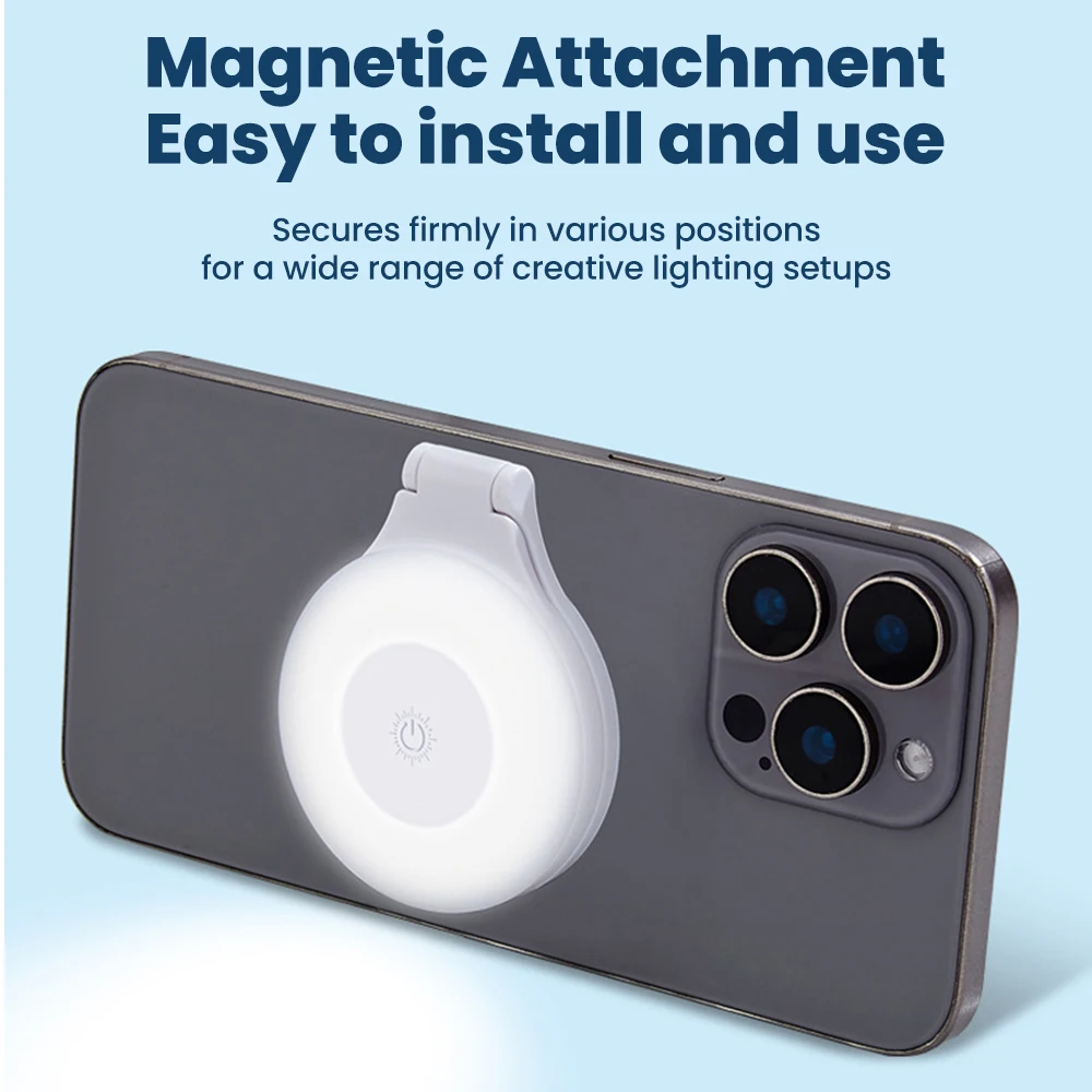 Luce Magnetica per Smartphone per Selfie e Miglioramento della Bellezza, Lampada Compatta Mini Pieghevole e Regolabile - immagine 6