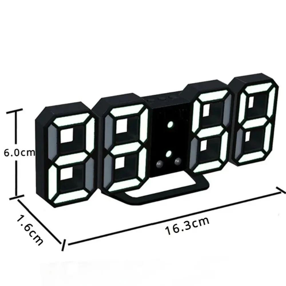 Night Digital Clock Wall Decor Mode Led Home and Decoration Clocks Hanging Watches Bedroom Room Large Interior 3D Light Garden
