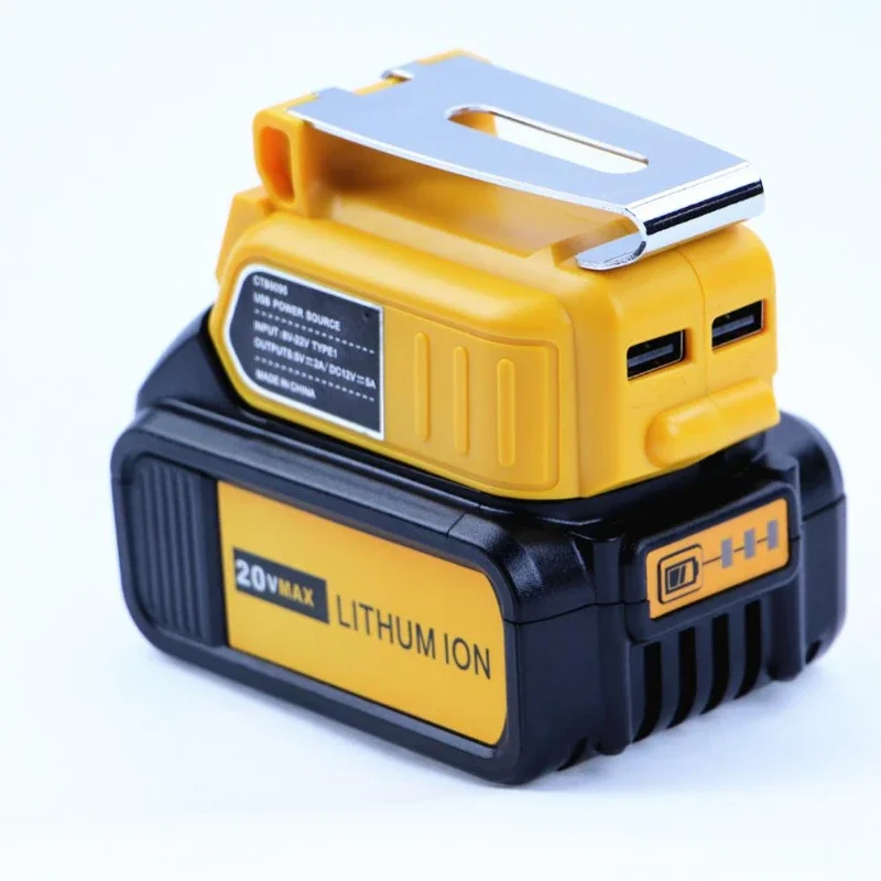 Adapter-with-12V-5A-DC-Output-Interface-and-Clip-For-DEWALT-18V-20V-Li ...
