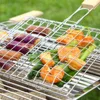 BBQ Fish Grill Basket, Picnic Barbecue Stick,Stainless Steel Vegetable Grilling Basket,Outdoor Grill Accessories,Barbecue Skewer 3