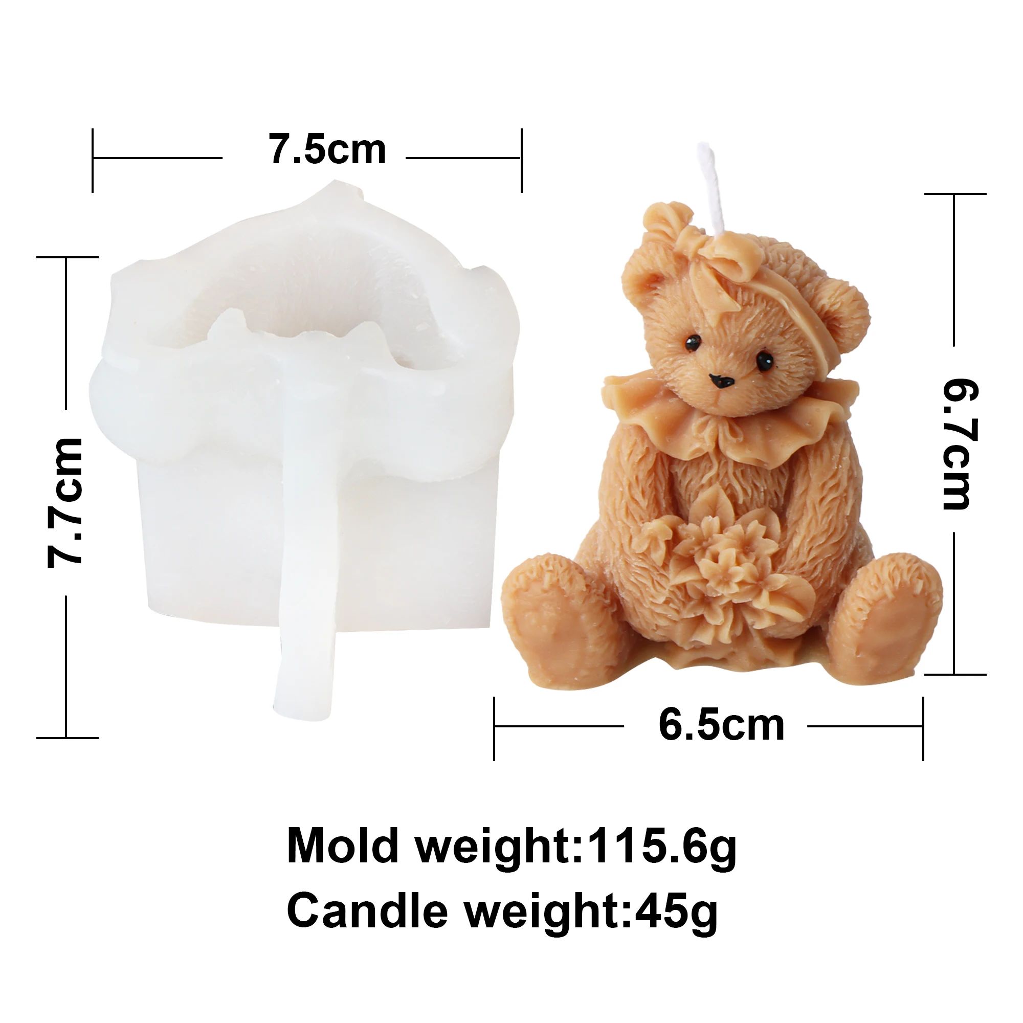 DIY Teddy Bear Silicone Candle Mold Animal Soap Resin Plaster Scented Candles Mould Making Tool