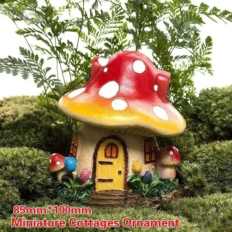 Cute 8.5cm*10cm Mushroom House Miniature Resin Fairy Garden Flower Potted Craft Home Decoration Ornaments