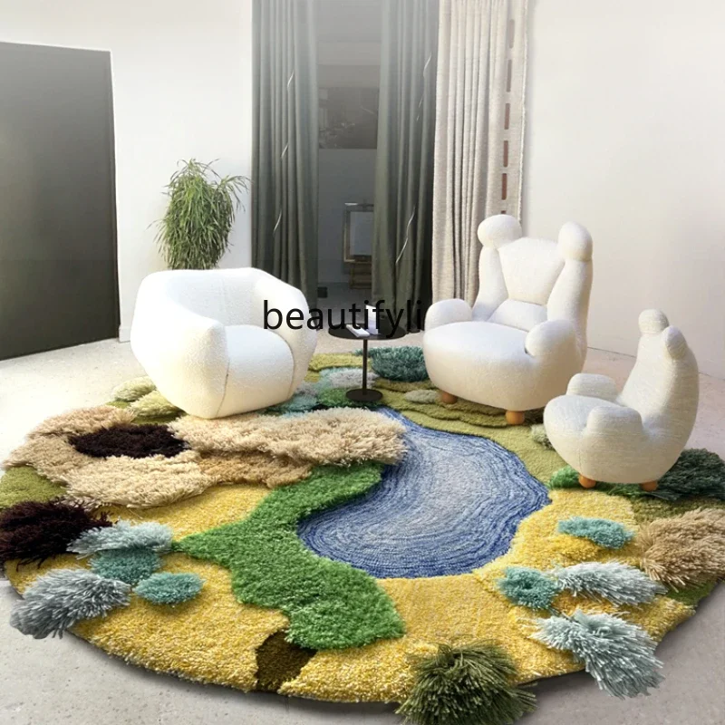

Carpet Living Room round Green Advanced Irregular Bedroom Bedside Blanket