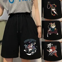

2022 New Women Shorts Summer Samurai Printed Sweathshorts Shorts High Waist Drawstring Shorts for Home Street Wear Female Shorts