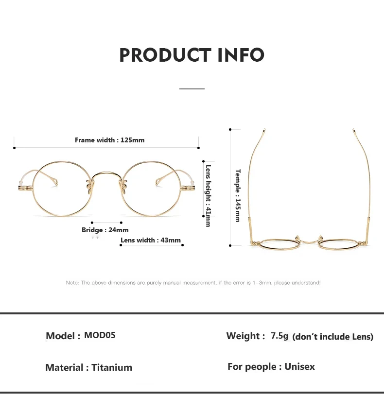 Oveliness Women's Full Rim Small Width Round Titanium Eyeglasses 369055 Image 7