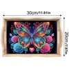 Wooden Colorful Pattern 5D Diamond Painting Tray Art Craft with Handle Diamond Painting Tray Handicraft for Countertop Decor 5
