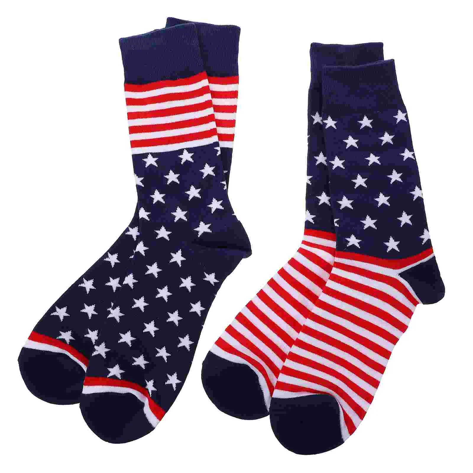 

2 Pairs United States Flag Men's Socks Tube Fashion Cotton Stockings Gift and Women