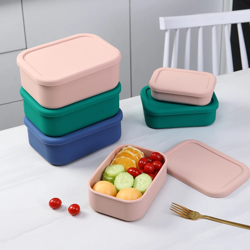 Silicone Leak-proof Bento Box, Microwave Safe Round Lunch Box