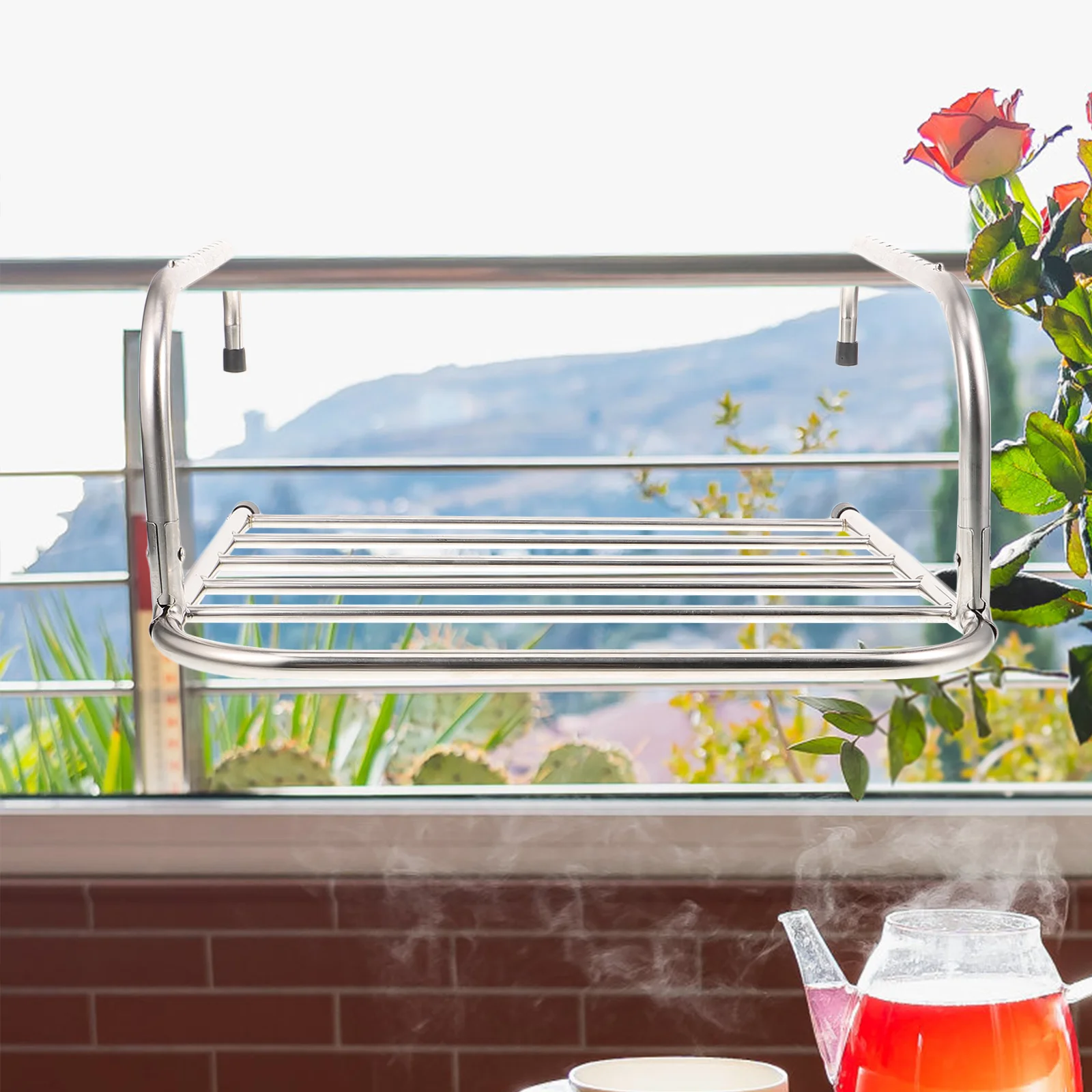 

Stainless Steel Drying Rack Folding Storage Clothes Sun Retractable Hanging Shelf Foldable Home Supplies