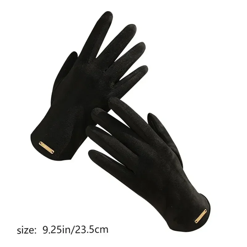 Winter Padded Warm Gloves Vintage Solid Color Suede Can Touch Screen Riding Ski Gloves Outdoor Sport Women padded gloves