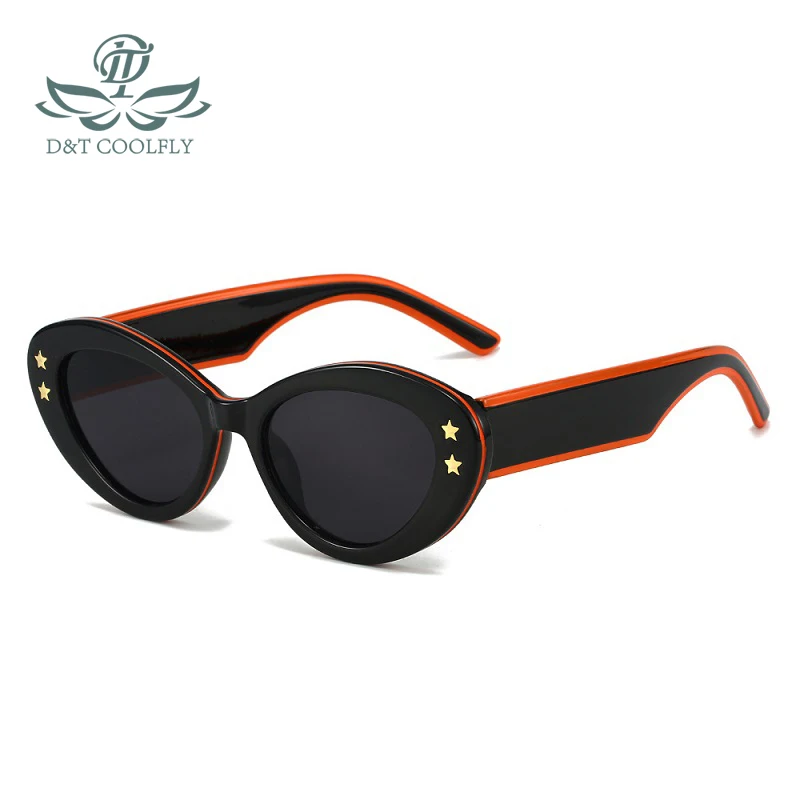 

D&T 2023 New Fashion Oval Sunglasses Women Men Gradients Lens PC Frame Star Decoration Quality Vintage Cat Eye Sun Glasses UV400