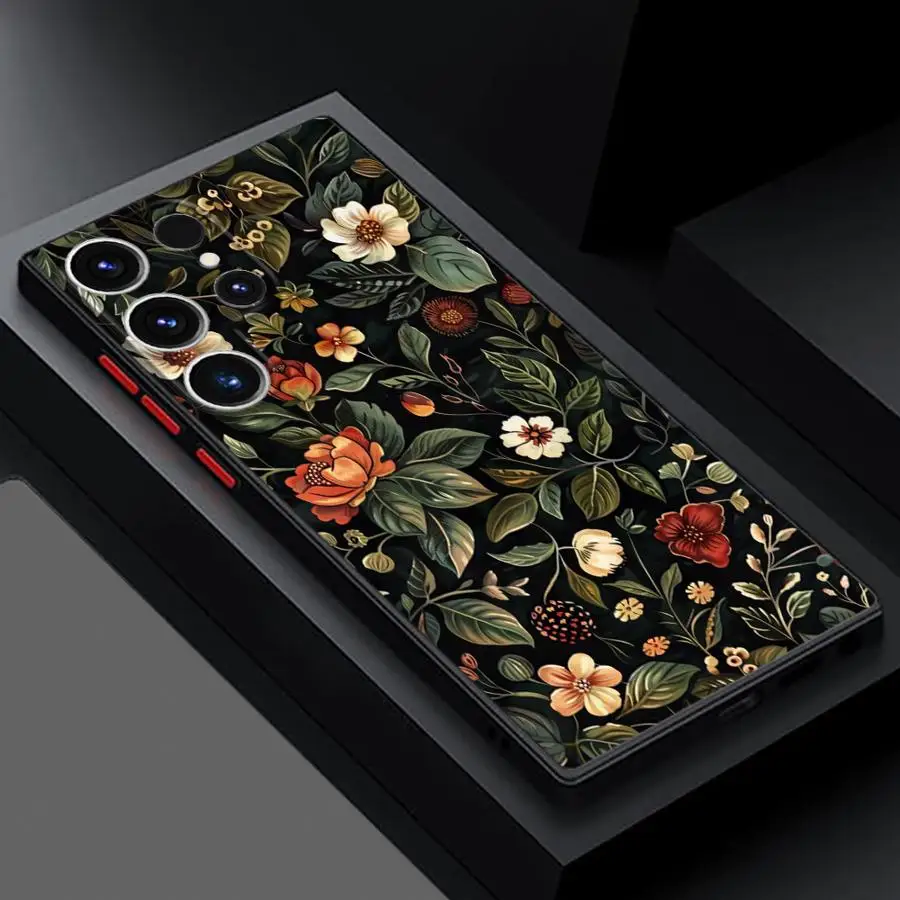 Shockproof Matte Phone Case with Small Floral Pattern