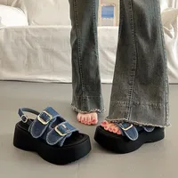 Sandales explosives Rome pour femmes, tendance, niveau d'apparence élevé, chaussures de plage d'été en toile pour loisirs, offre spéciale, nouvelle collection 2025 1