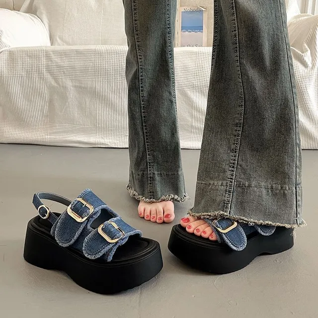 Sandales explosives Rome pour femmes, tendance, niveau d'apparence élevé, chaussures de plage d'été en toile pour loisirs, offre spéciale, nouvelle collection 2025 1