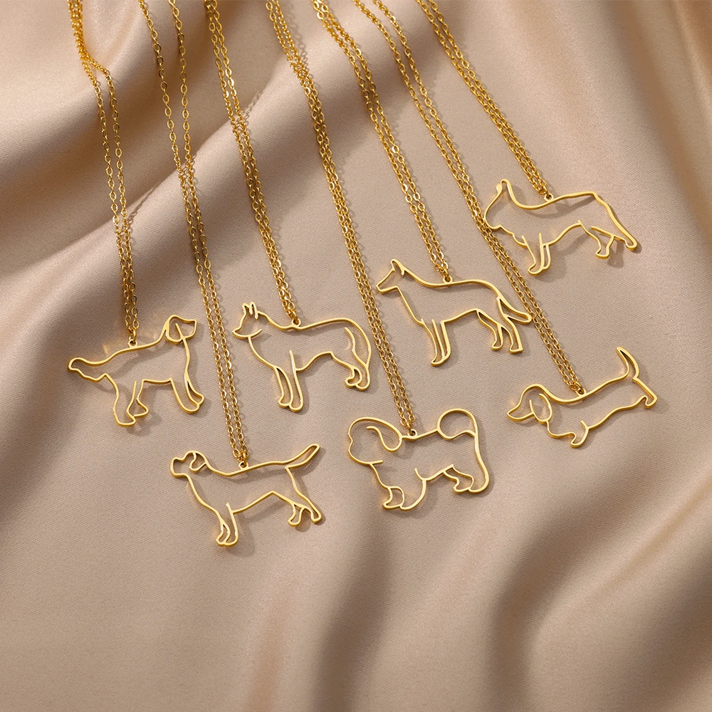 Stainless Steel Dog Pendant Necklace Stainless Steel Pet Dog Mom